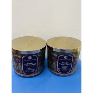 Bath & Body Works HONEY WILDFLOWER 3-Wick 14.5 Oz  Scented Candle New Set